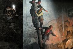30 Banff Cave And Basin Original Entrance In Roof Vent Hole With Painting Of 3 Canadian Pacific Railway Workers Discovering The Cave